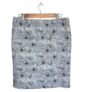 Liz Claiborne Lined Black & White Floral Skirt - Size 12